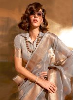 Grey Tissue Woven Classic Sari