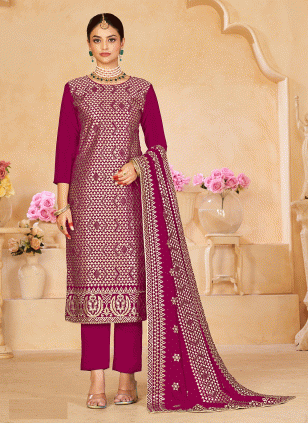 Hypnotic Pink Embroidered work Salwar suit