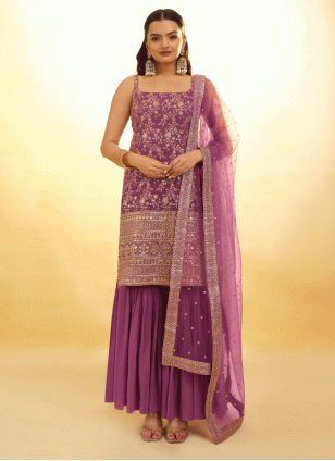 Ideal Purple Embroidered work Salwar suit