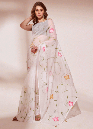 Innovative Off White Fancy Work work Traditional Saree