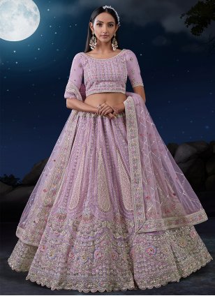 Lavender Net Dori Lehenga Choli