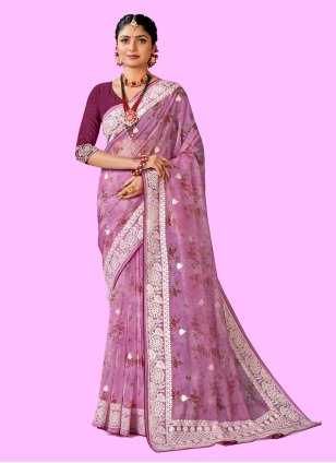 Stripes With Buttas Lavender Kanchipuram Silk Saree – Sundari Silks