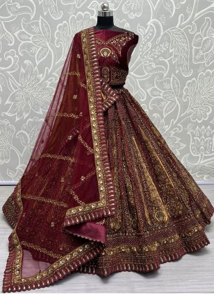 Timeless Maroon Bridal Lehenga Choli Selection | Zeel Clothing | Color:  Maroon