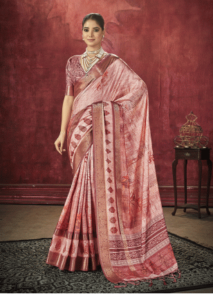 Modernistic Brown and Rust work Traditional Saree