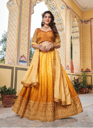 Orange orders colour wedding lehenga