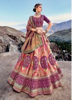 Multi Colour Banarasi Silk Embroidered Trendy Ghagra Choli