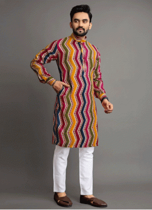 Multi Colour color Printed Cotton  Kurta Payjama