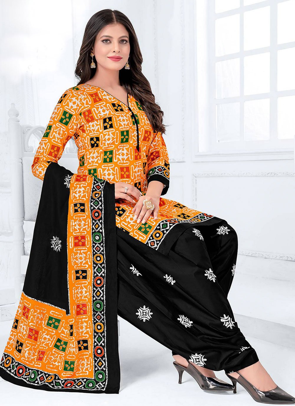 Buy Fancy Fabric Print Work Punjabi Suit Online : Indian Ethnic Wear -