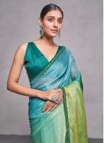 Multi Colour Organza Printed Classic Sari