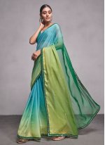 Multi Colour Organza Printed Classic Sari