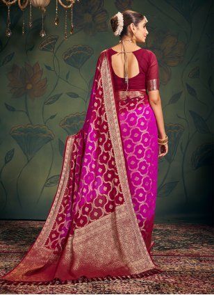 Multi Colour Pure Georgette Weaving Trendy Sari