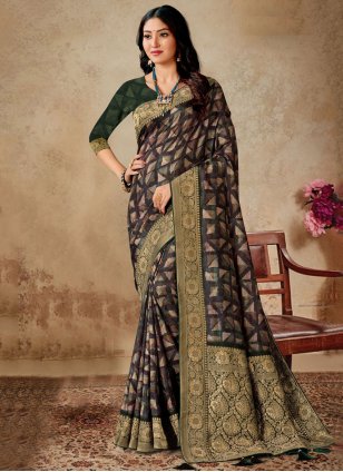 Multi Color Wonderful Kachhi Silk Saree With Weaving Work