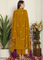 Mustard Chiffon Embroidered Salwar suit