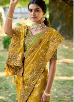 Mustard Fancy Fabric Embroidered Classic Sari