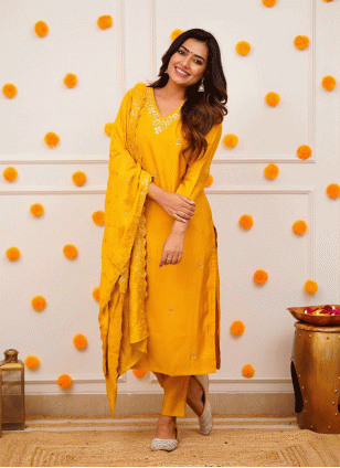 Mustard Viscose Women's Salwar suit