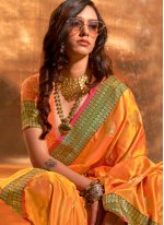 Mustard Handloom Silk Weaving Classic Sari
