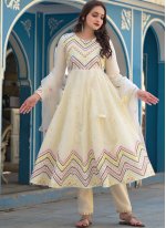 Off White Cotton  Embroidered Salwar suit