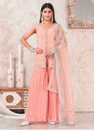 Peach Embroidered Salwar suit