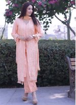 Peach Georgette Embroidered Salwar suit