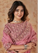 Pink Banarasi Silk Cord Work Classic Sari