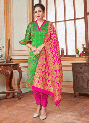 Pink Banarasi Silk Fancy Work Women's Salwar suit