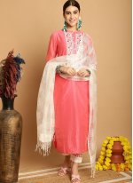 Pink Chanderi Embroidered Trendy Salwar Kameez
