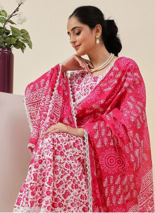 Pink Cotton  Dangler Readymade Salwar Suits