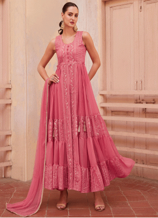 Pink Fancy Work Salwar suit