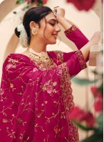 Pink Georgette Embroidered Trendy Salwar Suits