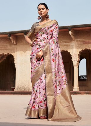 Pink Handloom Silk Woven Classic Saree