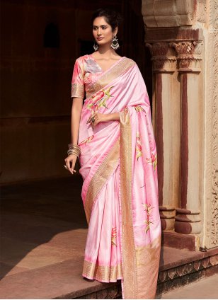 Pink Handloom Silk Woven Designer Saree