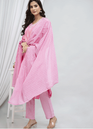 Pink Printed Salwar suit