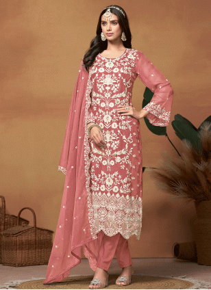 Pink Senton Embroidered Women's Salwar suit