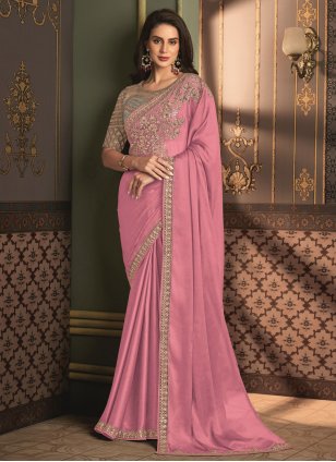 Pink Silk Border Trendy Saree