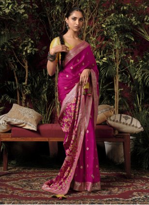 Pink Silk Weaving Contemporary Saree