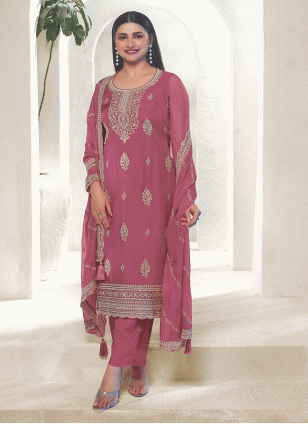 Prachi Desai Pink Fancy Work Salwar suit