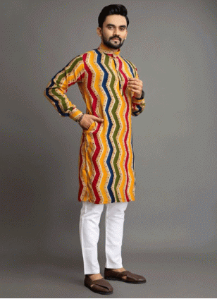 Printed Cotton  Kurta Payjama in for Men