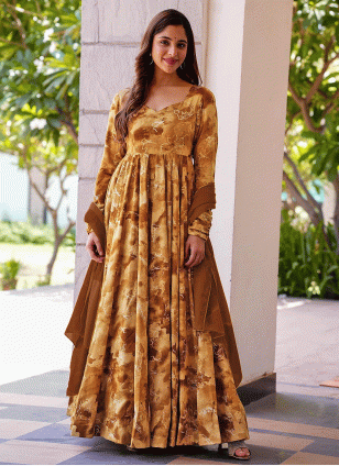 Printed Rayon  Trendy Gown