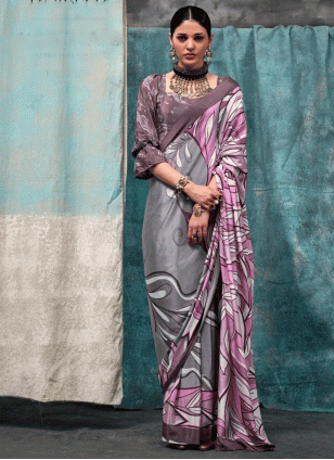 Printed work color fabric Printed Traditional Saree
