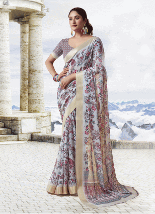 Printed work color Georgette fabric Printed Traditional Saree