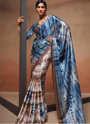 Printed work color Satin fabric Printed Traditional Saree