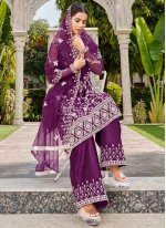 Purple Net Cord Work Trendy Salwar Suits