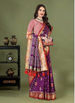 Purple Patola Silk Meena Classic Saree