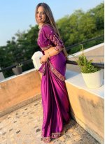 Purple Rangoli Embroidered Classic Sari
