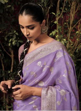 Purple Silk Weaving Trendy Saree