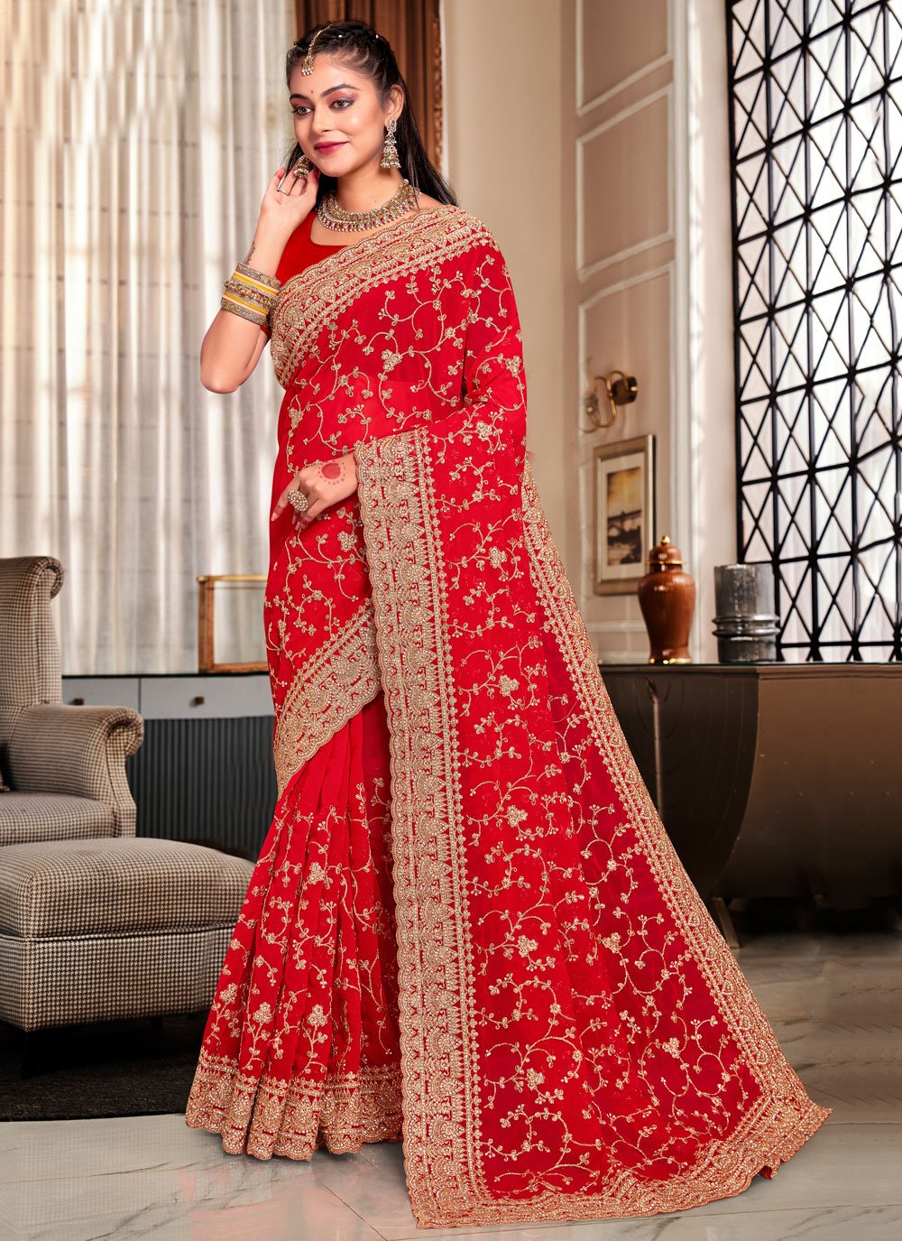 gujrati bride | Indian bridal outfits, Indian bridal dress, Saree wearing  styles