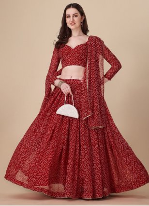 Party Wear Red Jaipuri printed lehenga choli at Rs 1799 in Jaipur | ID:  26737747548