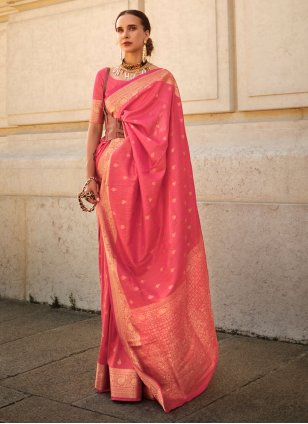 Red Silk Weaving Designer Sari