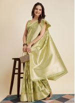 Sea Green Banarasi Silk Weaving Designer Sari