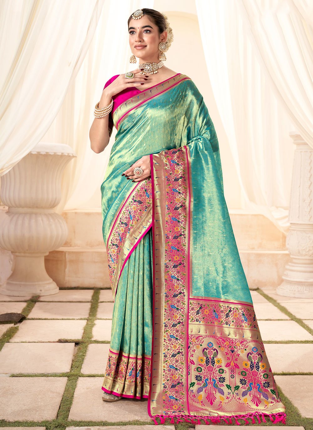 Buy Now Latest Indian Sea Green Sarees Online At Affordable Prices!